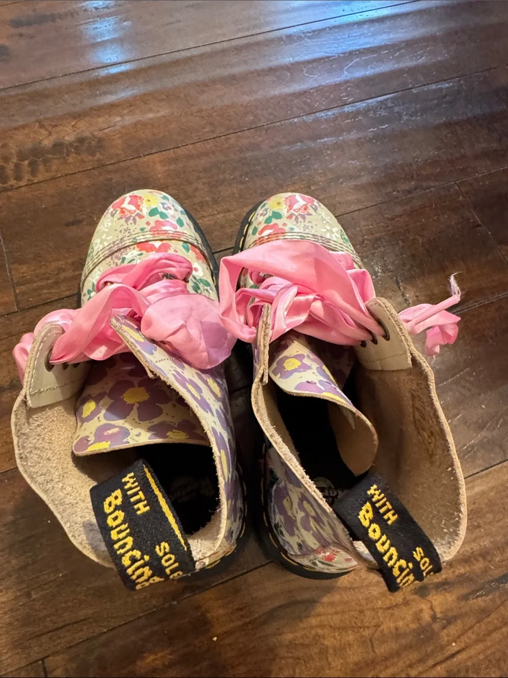 Dr. Martens Sinclair Floral Combat Boots with Pink Laces Anthropologie - Picture 13 of 16